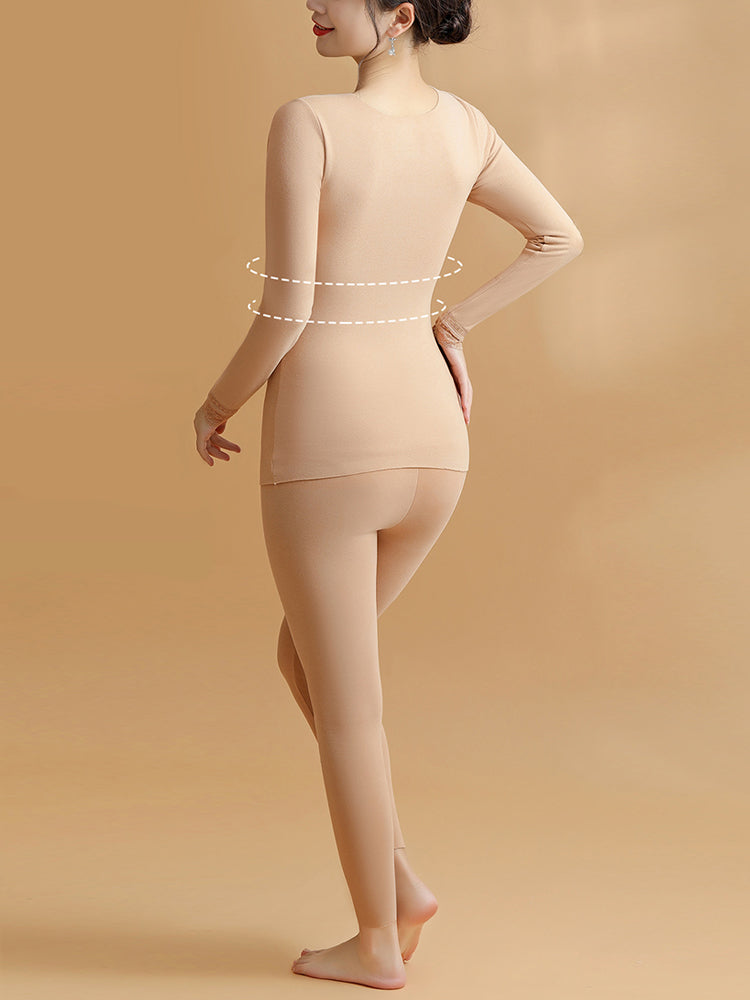 Lace V-Neck Reversible Brushed Thermal Sets
