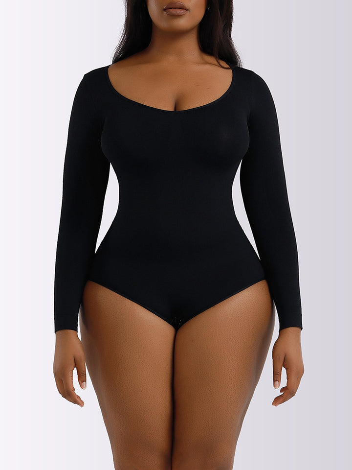 Crew Neck Long Sleeve Slimming Shaper Bodysuit