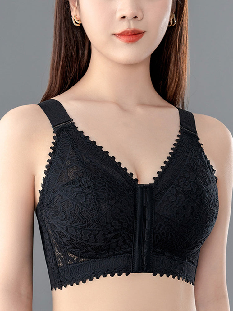 Comfort Front Closure Wire-Free Minimizer Bra and Panty Sets