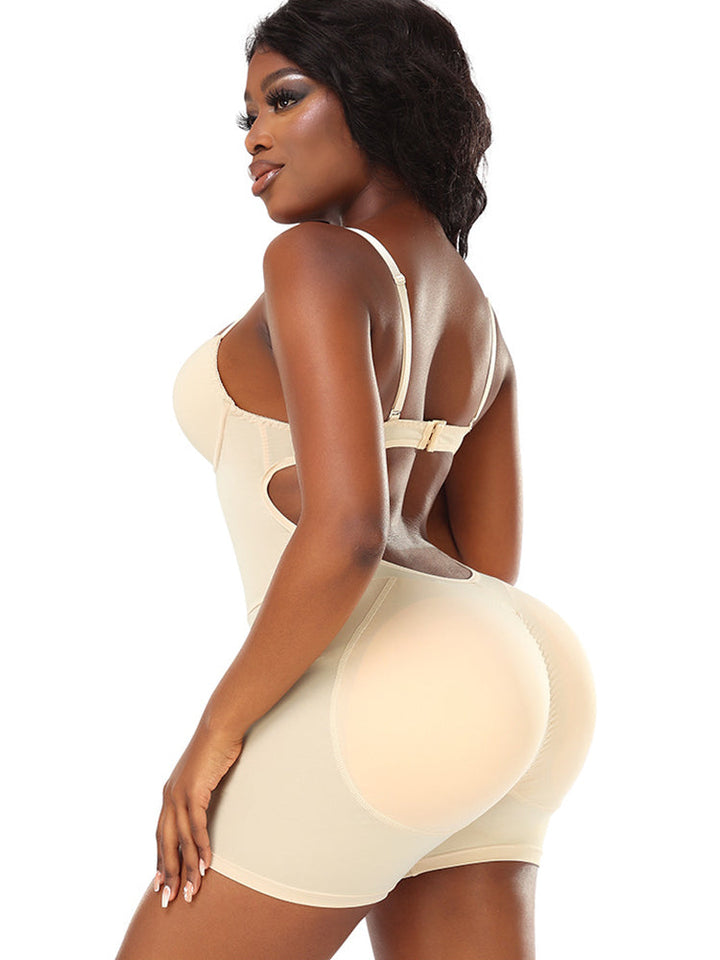 Hip-enhancing Sponge Pad Suspenders Shaper Bodysuit