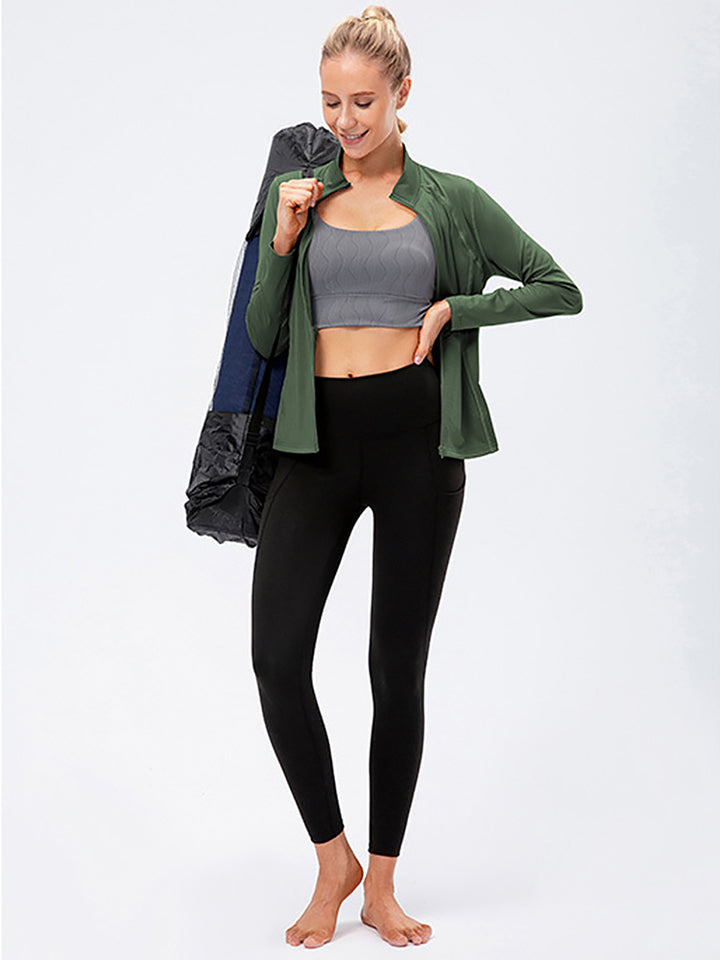 Zip Closure Athletic Slim Quick Dry Running Tops