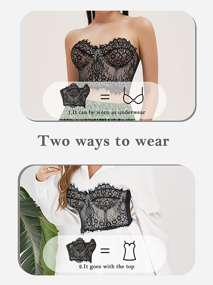Women's Mesh Lace Bustier Elegant Strapless Chest Corset