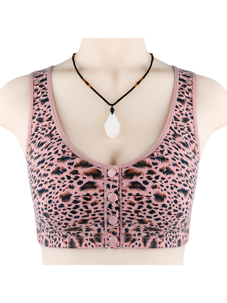 Leopard Print Front Closure Tank Bra