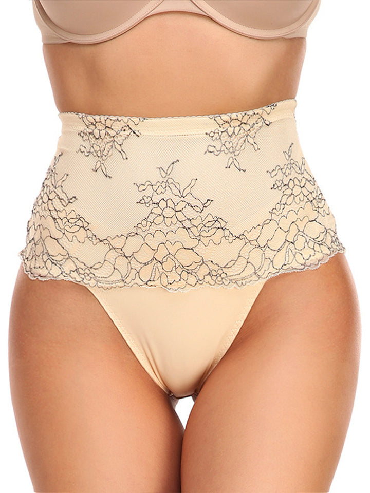 Lace High Waisted Tummy Control Waist Shaper Thong Panties