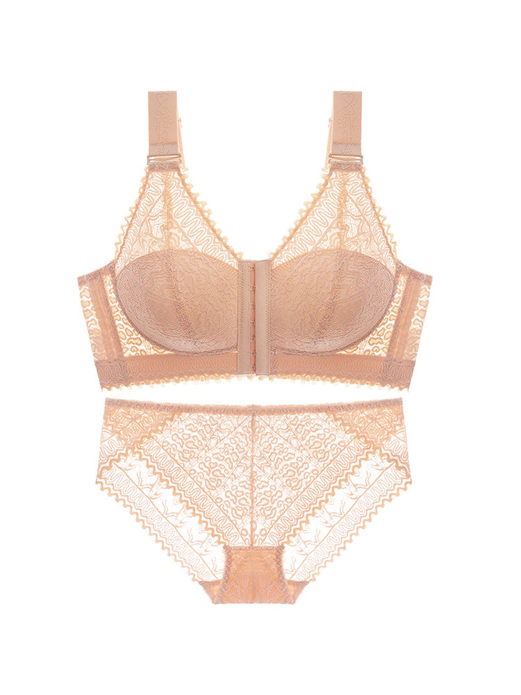 Comfort Front Closure Wire-Free Minimizer Bra and Panty Sets