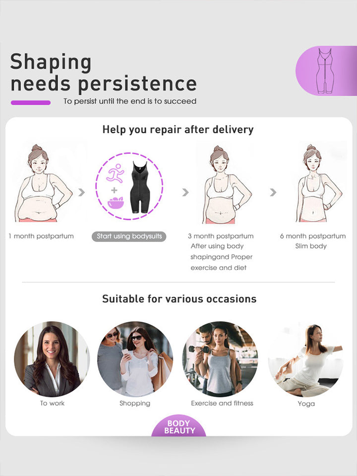 Women Zipper Open Tummy Control Body Shapewear