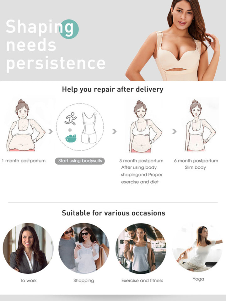Women's Zipper Open Slimmer Waist Trainer Bodysuit Tummy Control Shapewear