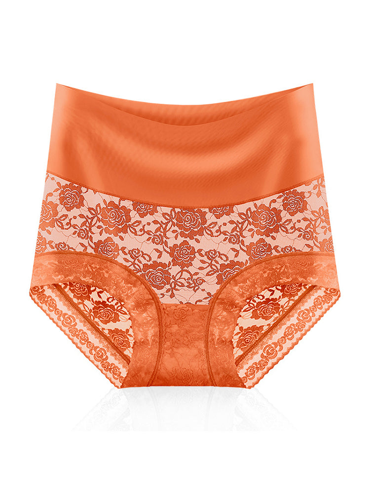 4-Pack Women's Ice Silk Seamless High Waist Antibacterial Panties