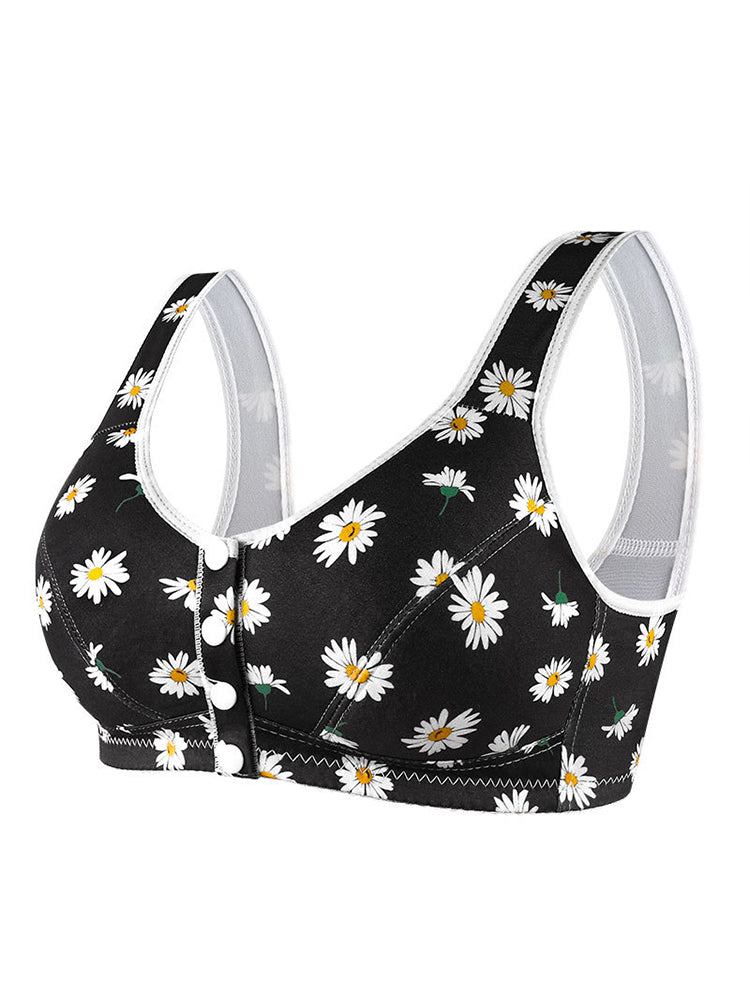 Floral Print Comfort Sleep Front Close Bra