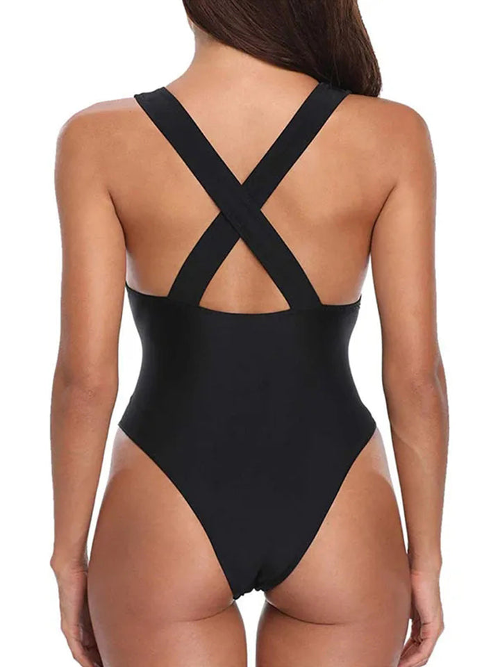 Women Flower Pattern Leopard Mesh Hollow One Piece Swimwear
