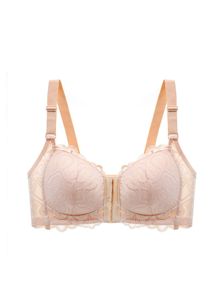 Soft Lace Front Closure Push-Up Wireless Bras