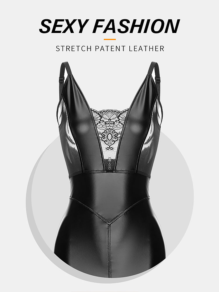 Lace PU Leather Backless Sling Pack Hip Control Shape Dresses