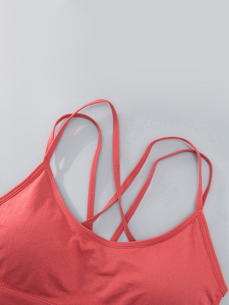 Sexy Criss-Cross Back Tank Sports Wireless Bra