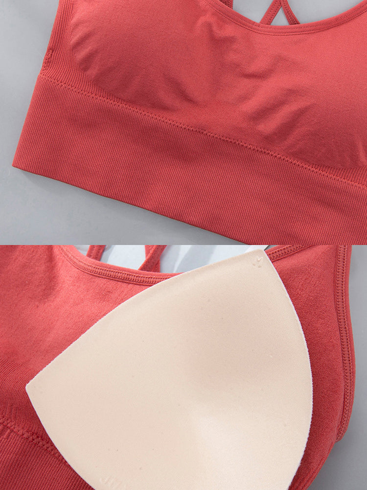 Sexy Criss-Cross Back Tank Sports Wireless Bra