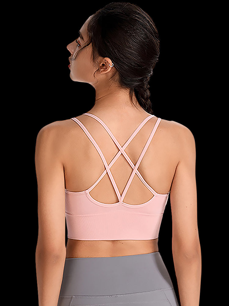 Sexy Criss-Cross Back Tank Sports Wireless Bra