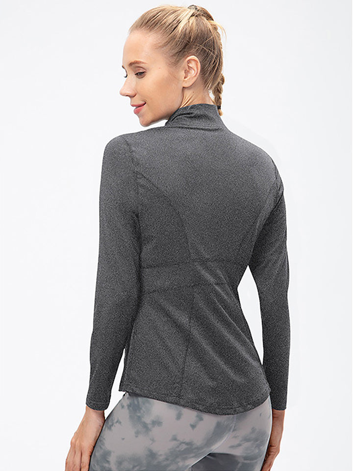 Zip Closure Athletic Slim Quick Dry Running Tops