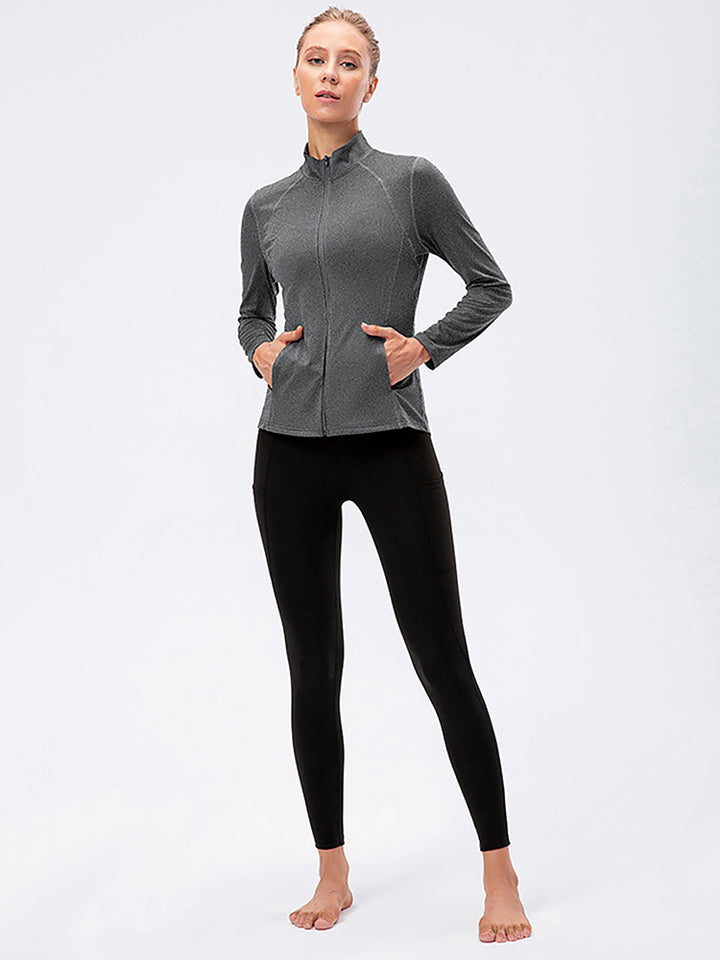 Zip Closure Athletic Slim Quick Dry Running Tops