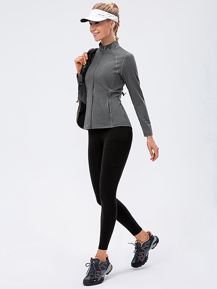 Zip Closure Athletic Slim Quick Dry Running Tops