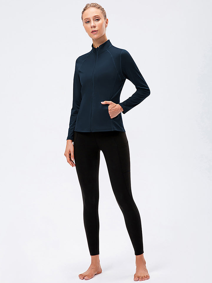 Zip Closure Athletic Slim Quick Dry Running Tops