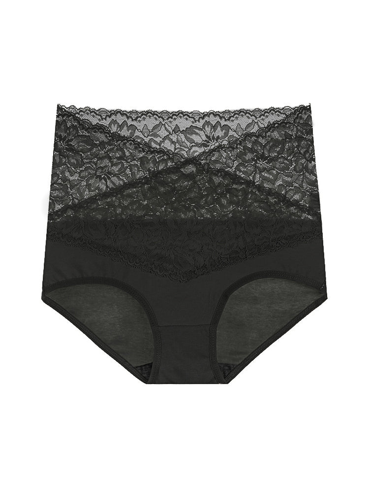 4-Pack Women Sexy Floral Lace High Waist Tummy Control Hipster Briefs