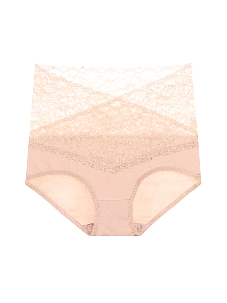 4-Pack Women Sexy Floral Lace High Waist Tummy Control Hipster Briefs