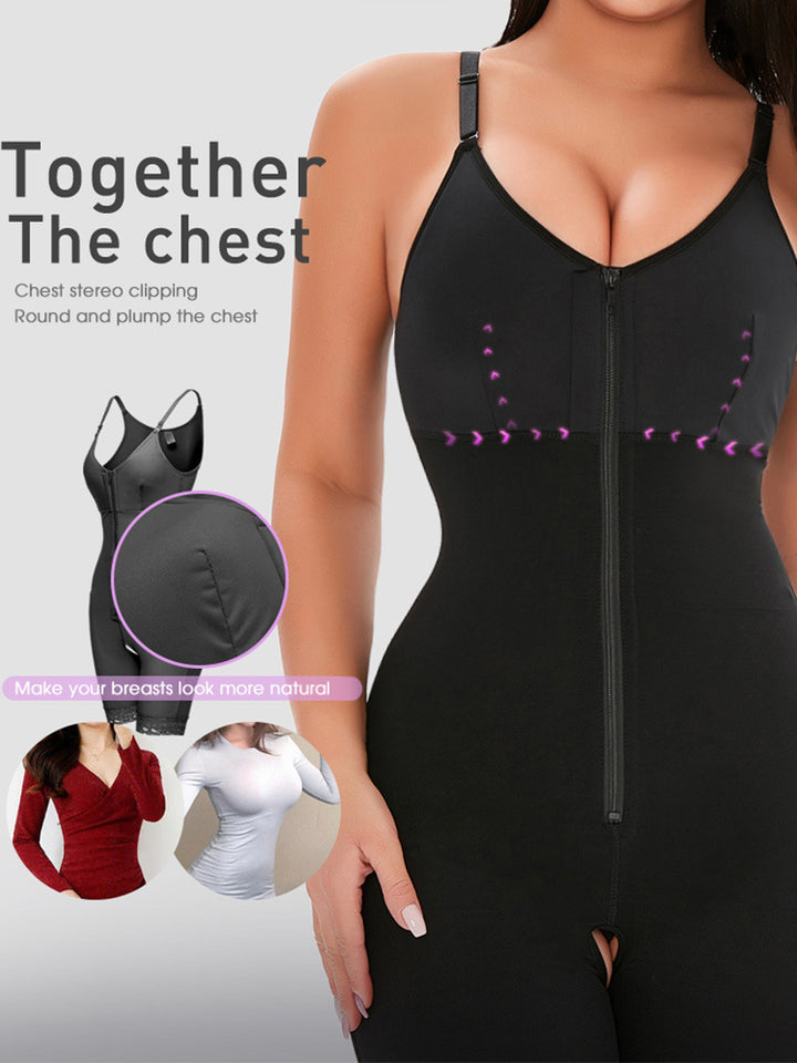Women Zipper Open Tummy Control Body Shapewear
