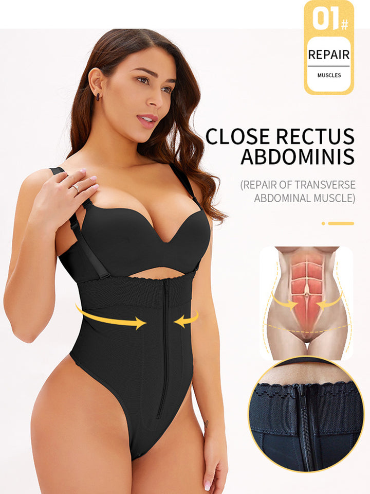 Women Zipper Seamless High Waist Thong Tummy Control Body Shapewear