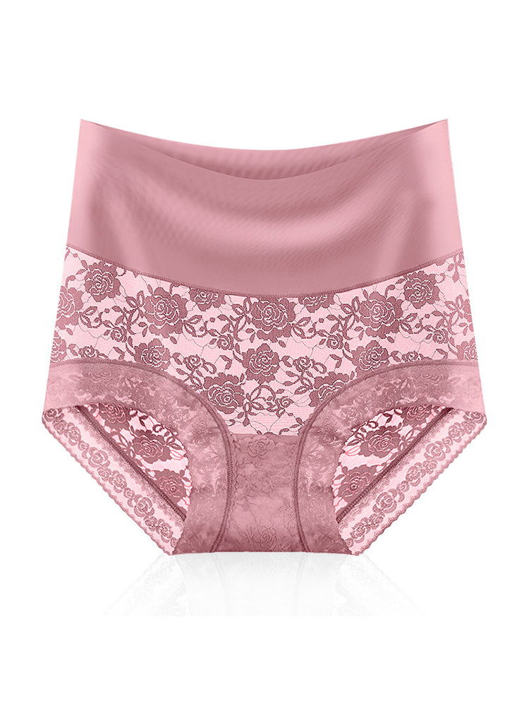 4-Pack Women's Ice Silk Seamless High Waist Antibacterial Panties