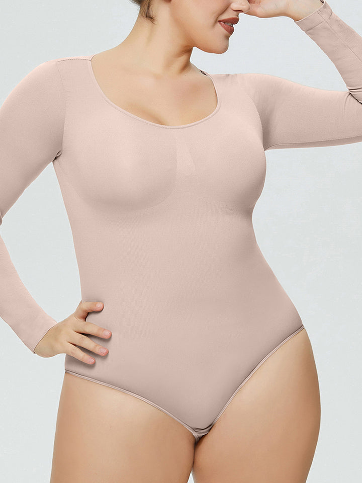 Crew Neck Long Sleeve Slimming Shaper Bodysuit