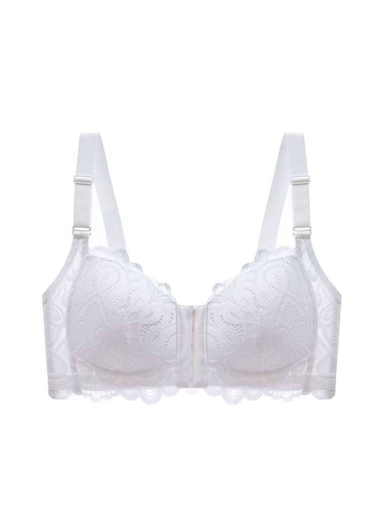 Soft Lace Front Closure Push-Up Wireless Bras