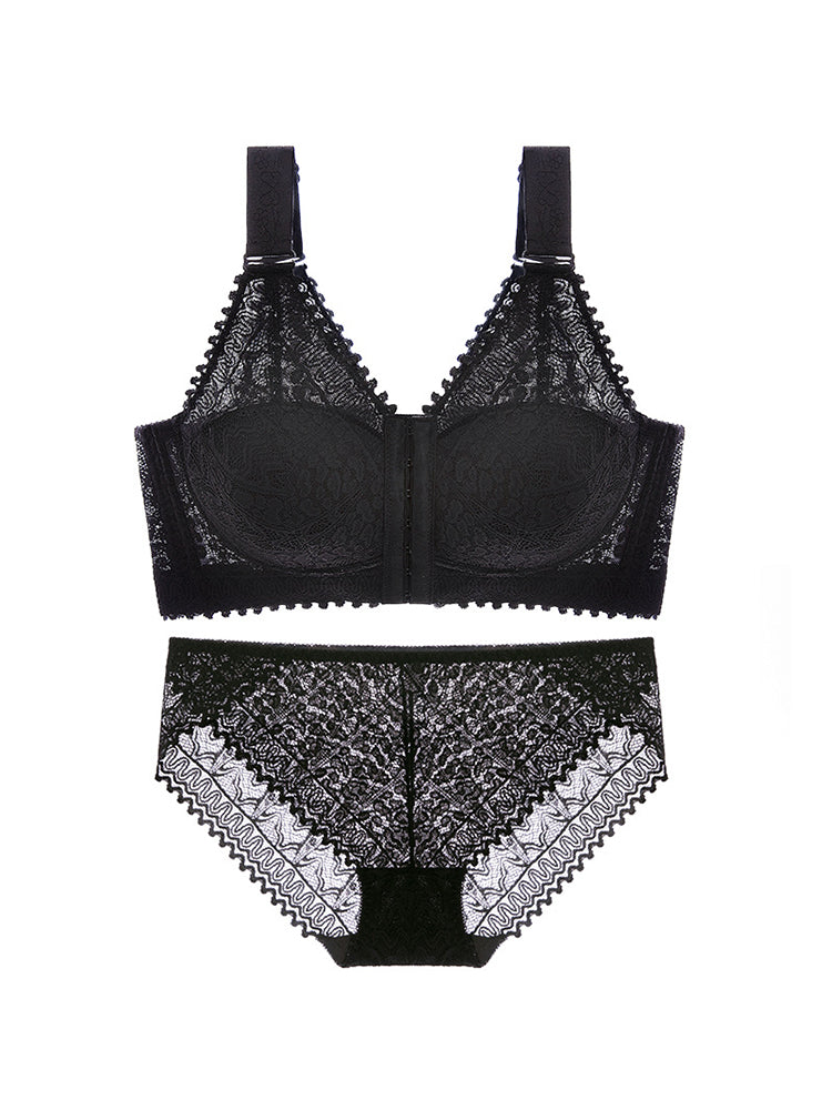 Comfort Front Closure Wire-Free Minimizer Bra and Panty Sets