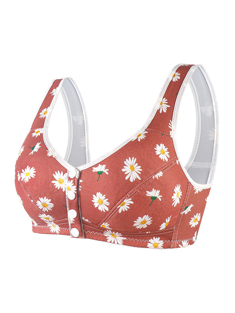 Floral Print Comfort Sleep Front Close Bra