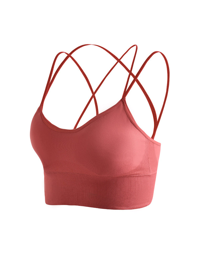 Sexy Criss-Cross Back Tank Sports Wireless Bra