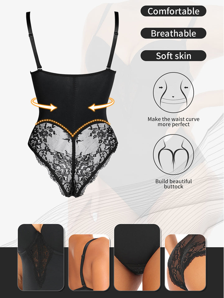 Floral Lace Tummy Control Lift Bodysuit Shapewear