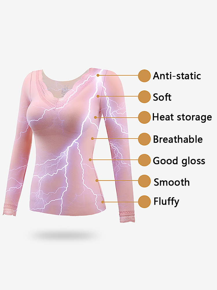 Lace V-Neck Reversible Brushed Thermal Sets