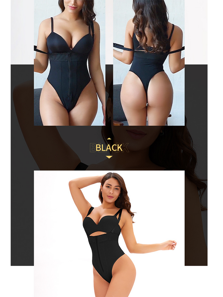 Women Zipper Seamless High Waist Thong Tummy Control Body Shapewear