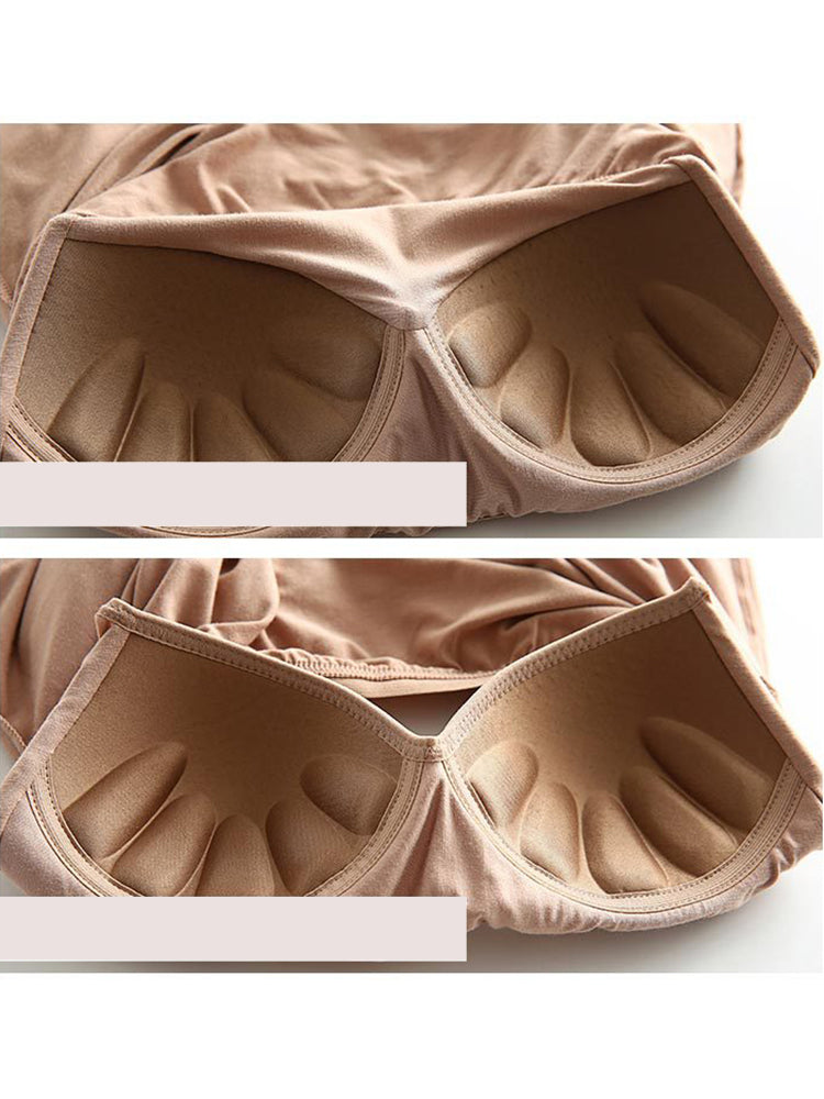 Women's Built In Padded Shelf Bra Round And High Neck Long Sleeve Underwear Loungewear Sets