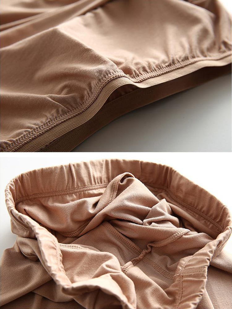 Women's Built In Padded Shelf Bra Round And High Neck Long Sleeve Underwear Loungewear Sets