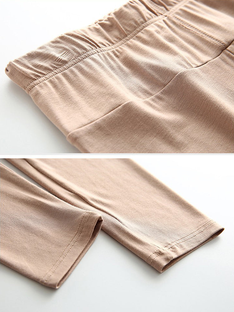 Women's Built In Padded Shelf Bra Round And High Neck Long Sleeve Underwear Loungewear Sets
