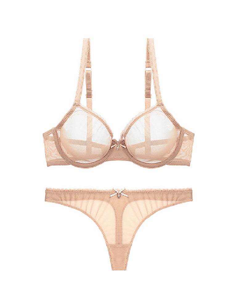 Women's Sexy Sheer Mesh Lingerie Bra and Thong Panty Set