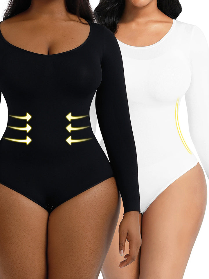 Crew Neck Long Sleeve Slimming Shaper Bodysuit