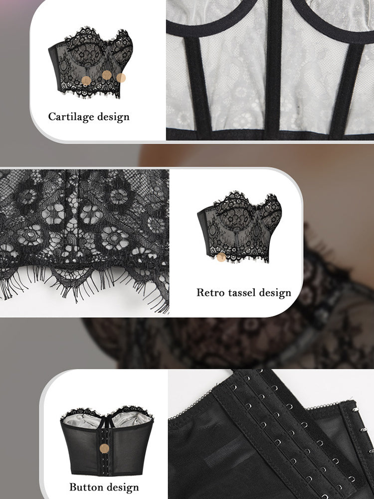 Women's Mesh Lace Bustier Elegant Strapless Chest Corset