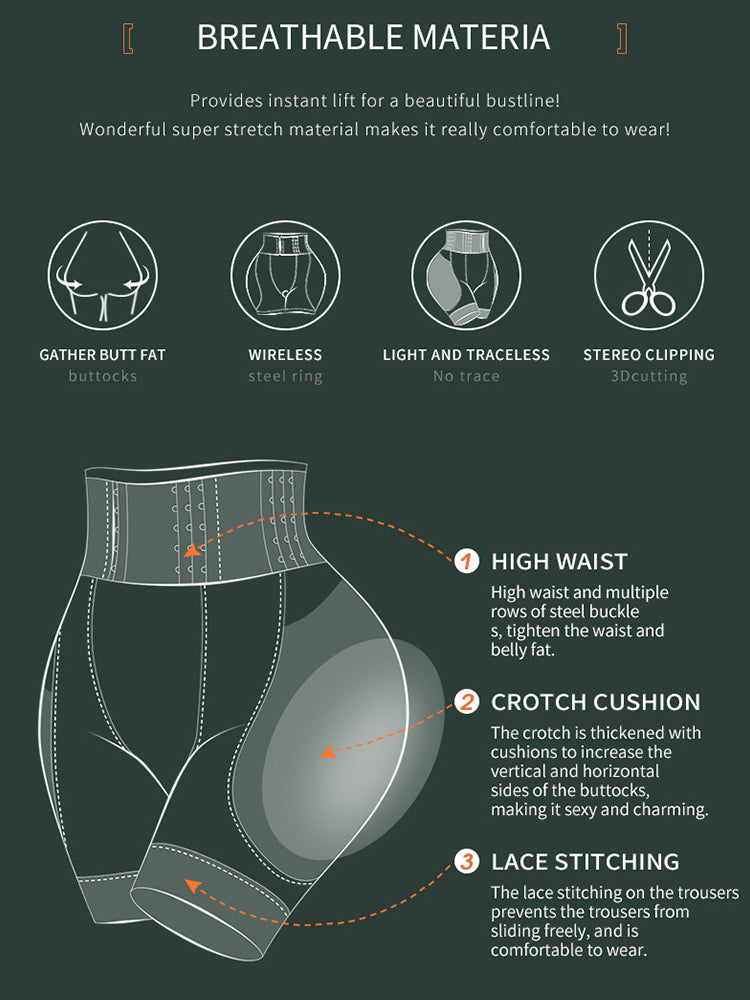 Breathable Mesh Adjustable Tight Waist Trainer Padded Butt Enhancer Shapewear