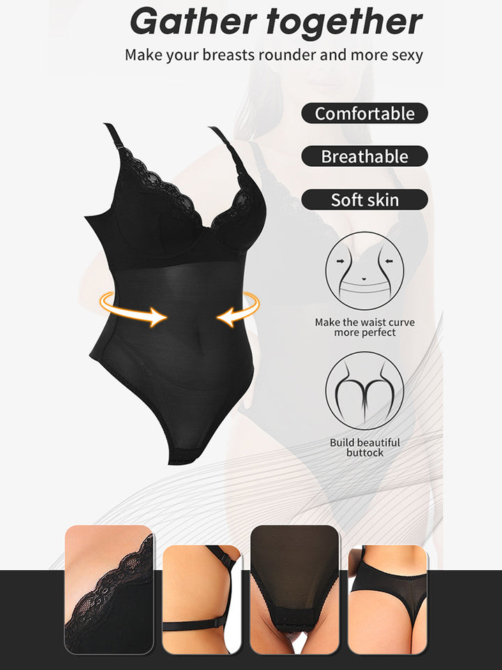 Deep V Backless Tummy Control Bodysuit Shapewear