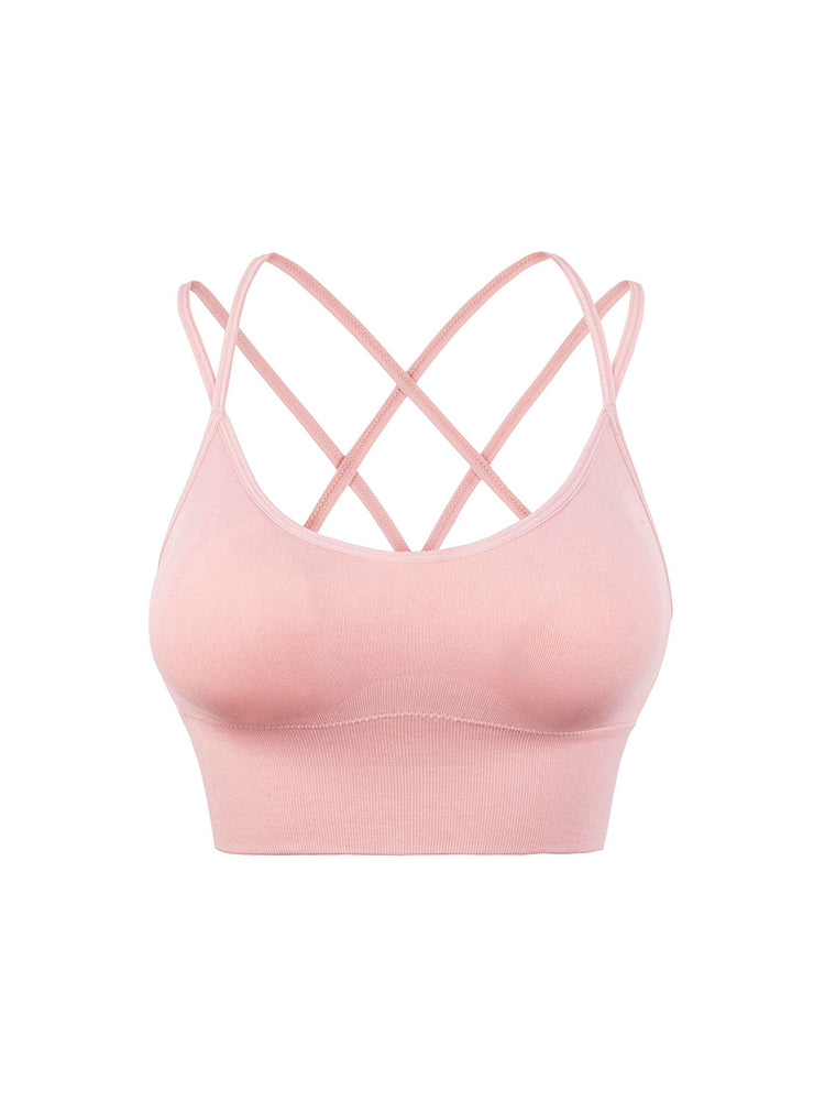 Sexy Criss-Cross Back Tank Sports Wireless Bra