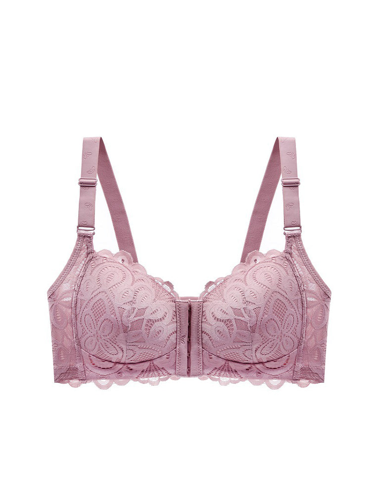 Soft Lace Front Closure Push-Up Wireless Bras
