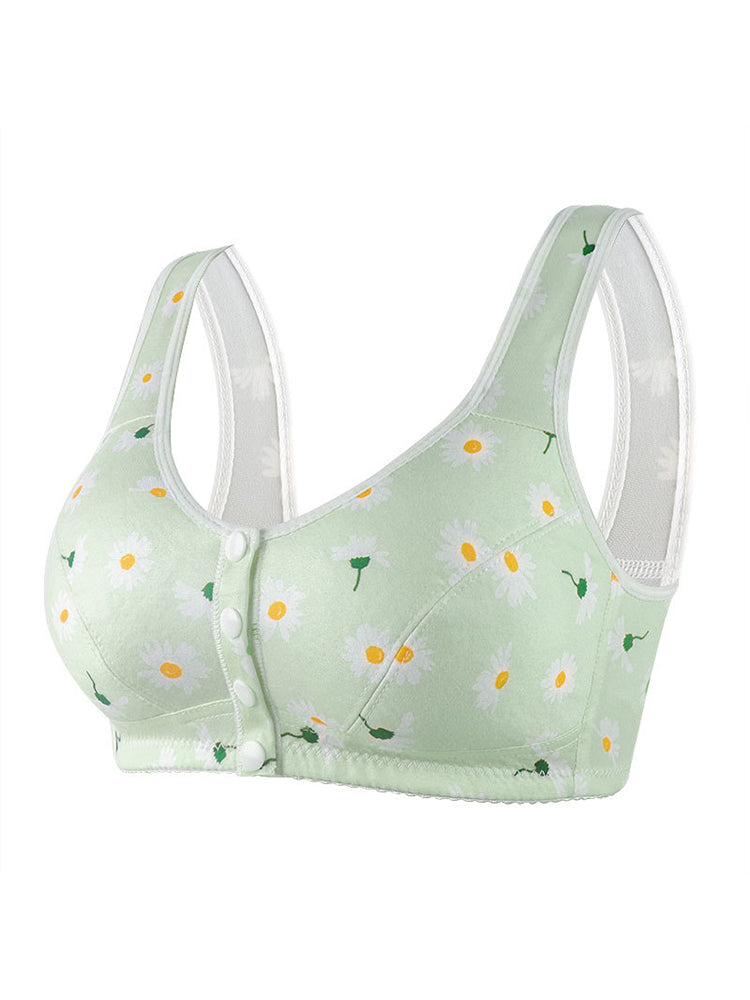 Floral Print Comfort Sleep Front Close Bra