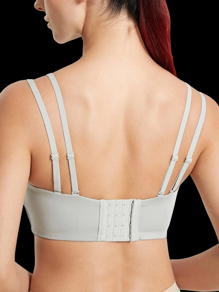 Seamless Detachable Double Straps Bandeau Bra