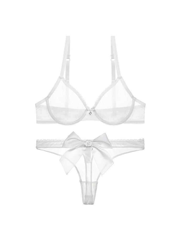 Women's Sexy Sheer Mesh Lingerie Bra and Thong Panty Set