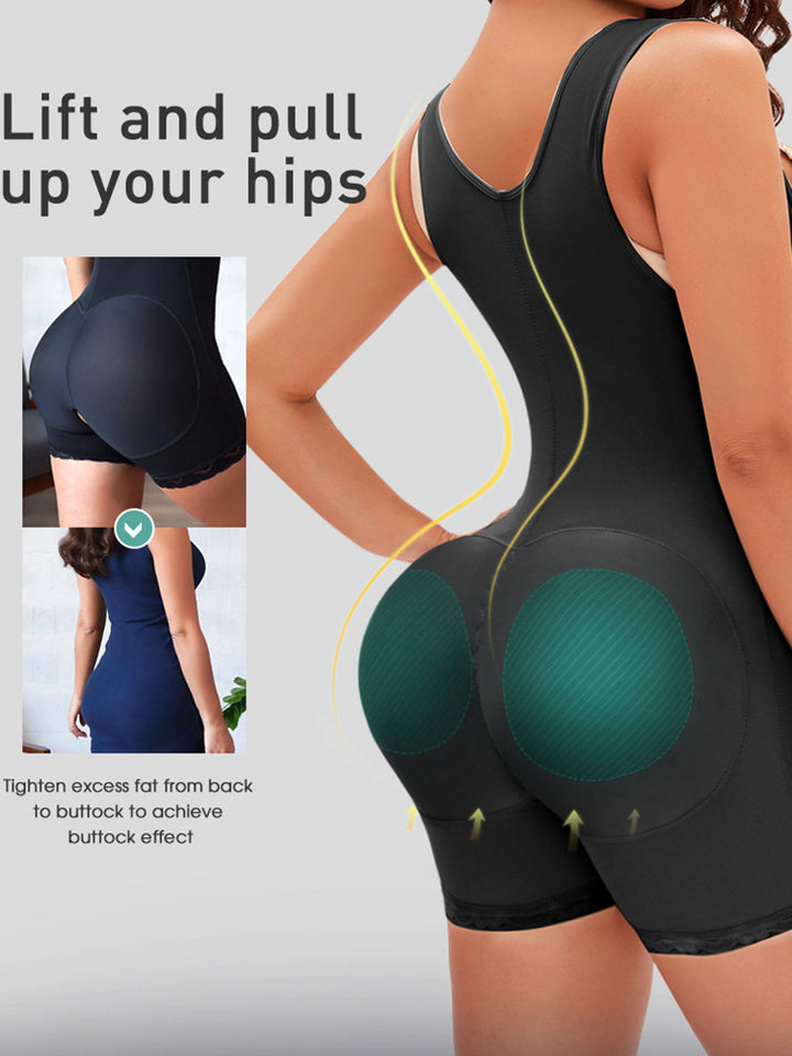 Women's Zipper Open Slimmer Waist Trainer Bodysuit Tummy Control Shapewear